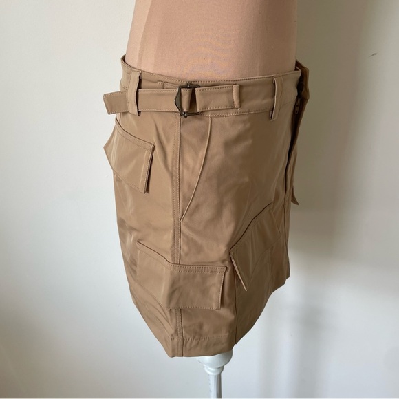 PARENTEZI Myla Cargo Camel Brown Patch Pocket Low Rise Micro Mini Skirt NWT Sz M - Picture 8 of 12